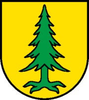 Wappen Gemeinde Riedholz gelber Hintergrund grüner Tannenbaum