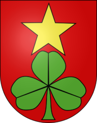 Wappen Gemeinde Bannwil roter Hintergrund Stern Kleeblatt