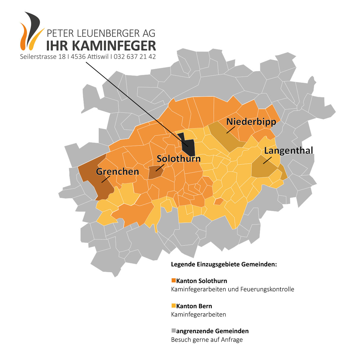 Karte Einzugsgebiet Region 2021 Grenchen Solothurn Niederbipp Langenthal