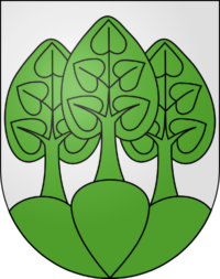 Das Wappen der Gemeinde Oberbipp besteht aus einem hellen Hintergrund und drei grüne Bäume (Wald) - Peter Leuenberger AG ist Ihr Kaminfeger, Feuerungskontrolleur und Profi für die Heizungsreinigung in der Region Oberbipp