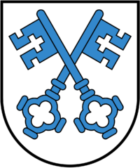 Wappen Gemeinde Wangen Hintergrund weiss zwei blaue Schlüssel