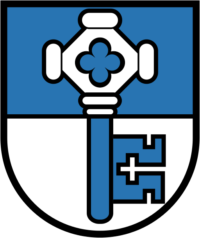 Wappen Gemeinde Wangenried weiss blau Schlüssel